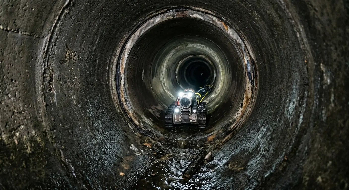Robotic sewer camera inspecting pipe interior for Sewer Line Cleaning in Kettering